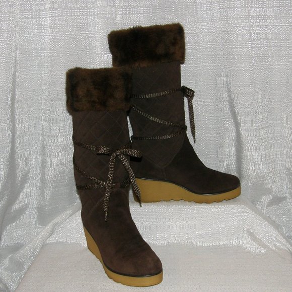 COPY - Gorgeous Authentic MARC JACOBS Brown Quilted Suede Fur Boots sz 6.5 (37) - Picture 4 of 7